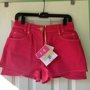 NWT $995 Balmain x Barbie Peeking Pocket Denim Hot Shorts - Sz 40 FR / 8 US